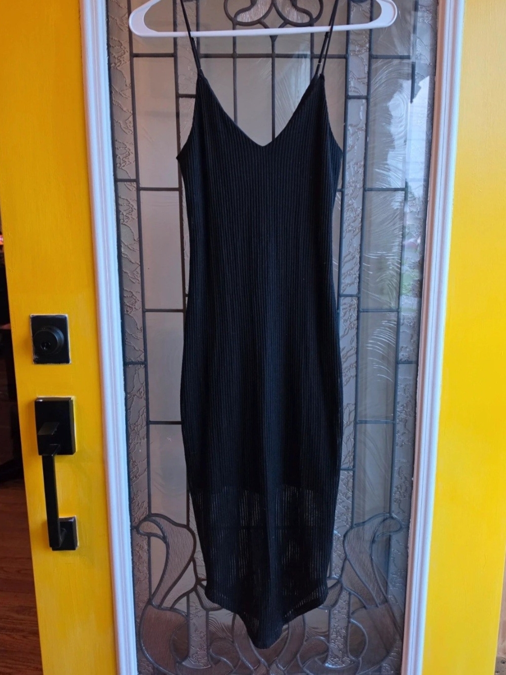 Express Black Ribbed Asymmetrical Slip Dress